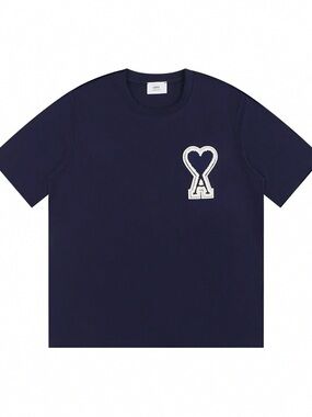 AMI Heart Logo Cotton T Shirt Relaxed Fit Unisex